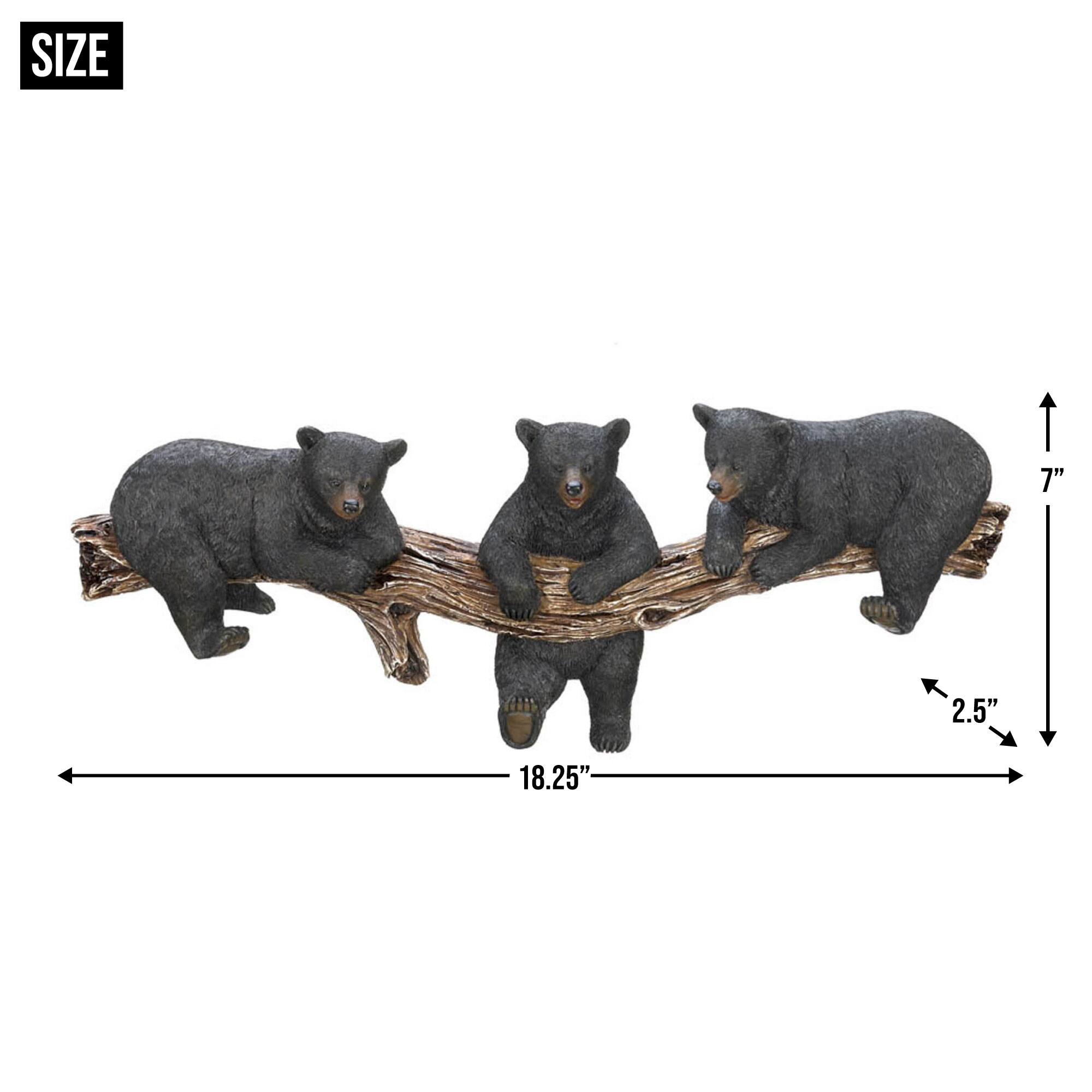 18.5" Black Bear Trio Hooks Wall Plaque